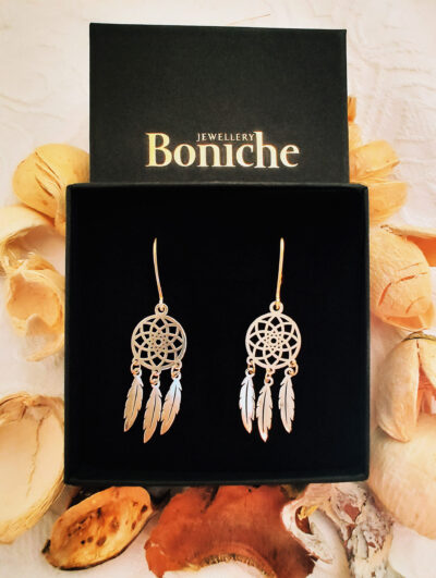 ZŁOTE KOLCZYKI ŁAPACZE SNÓW