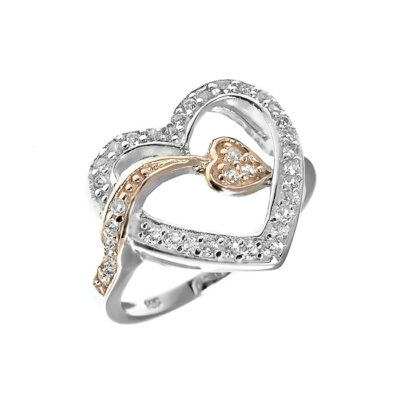 SREBRNY PIERŚCIONEK SERCE Z CYRKONIAMI