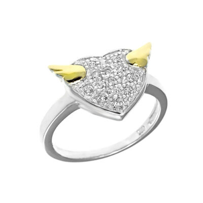 SREBRNY PIERŚCIONEK SERDUSZKO Z CYRKONIAMI