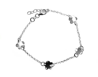 SREBRNA BRANSOLETKA KWIATKI