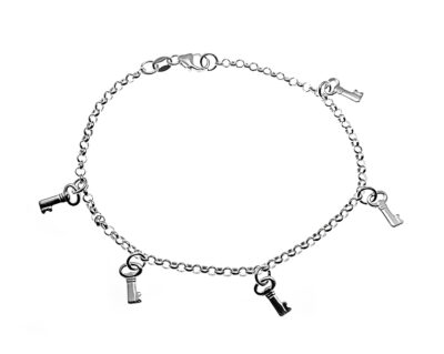 SREBRNA BRANSOLETKA KLUCZE