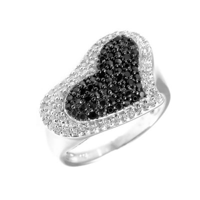 SREBRNY PIERŚCIONEK SERCE Z CYRKONIAMI