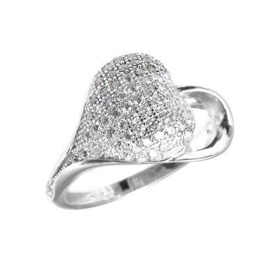SREBRNY PIERŚCIONEK SERCE Z CYRKONIAMI