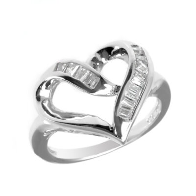 SREBRNY PIERŚCIONEK SERCE Z CYRKONIAMI