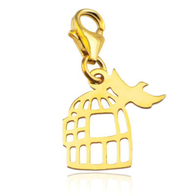 ZŁOTY CHARMS KLATKA Z PTASZKIEM