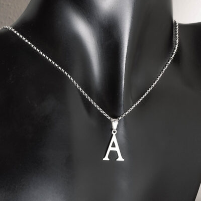 SREBRNA ZAWIESZKA LITERKA DUŻA -KOMPLET