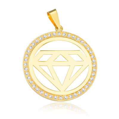 SREBRNA POZŁACANA ZAWIESZKA DIAMENT Z CYRKONIAMI