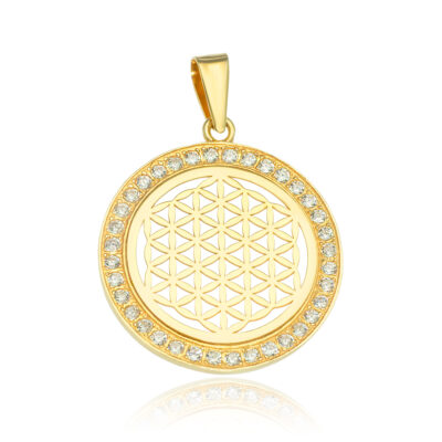 SREBRNA POZŁACANA ZAWIESZKA Z CYRKONIAMI