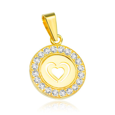 SREBRNA POZŁACANA ZAWIESZKA SERDUSZKA MAŁA Z CYRKONIAMI