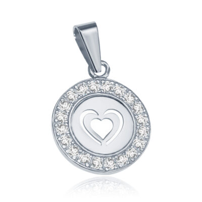 SREBRNA ZAWIESZKA SERDUSZKO MAŁA Z CYRKONIAMI