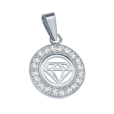 SREBRNA ZAWIESZKA DIAMENT MAŁA Z CYRKONIAMI