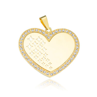 SREBRNA POZŁACANA ZAWIESZKA SERDUSZKO GWIAZDKI Z CYRKONIAMI