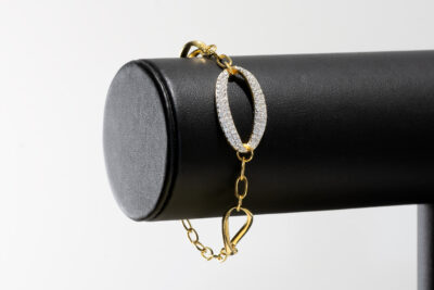 SREBRNA BRANSOLETKA POZŁACANA Z CYRKONIAMI