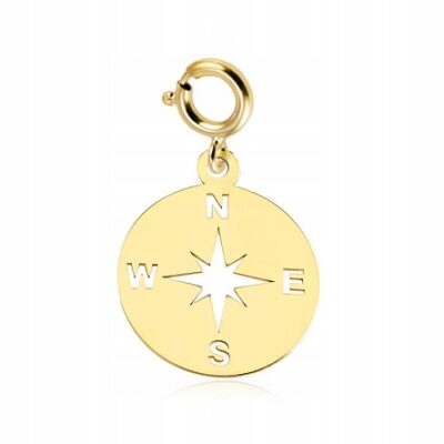 Złoty Charms na bransoletkę Róża Wiatrów