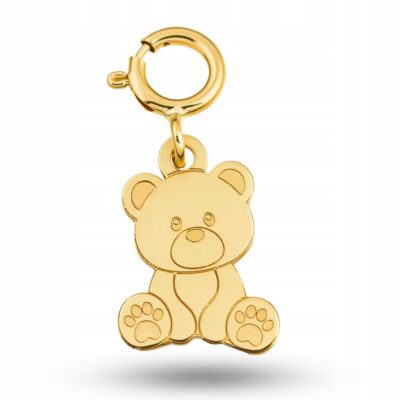 Złoty Charms na bransoletkę Miś