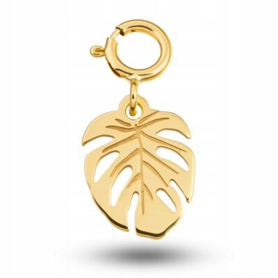 Złoty Charms na bransoletkę Monstera