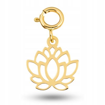 Złoty Charms na bransoletkę Kwiat Lotosu