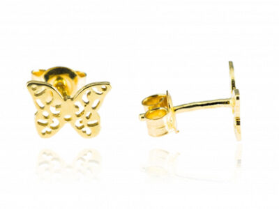 Złote Kolczyki Motylki Ażurowe