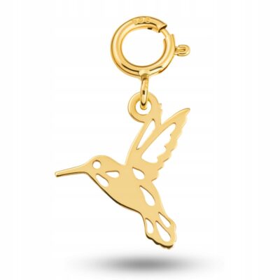 Złoty Charms na bransoletkę Koliberek