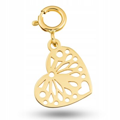 Złoty Charms na bransoletkę Serduszko Ażur
