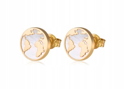 Złote Kolczyki Świat Masa Perłowa