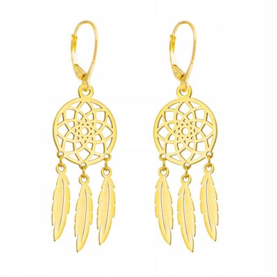 Złote Kolczyki Łapacze Snów